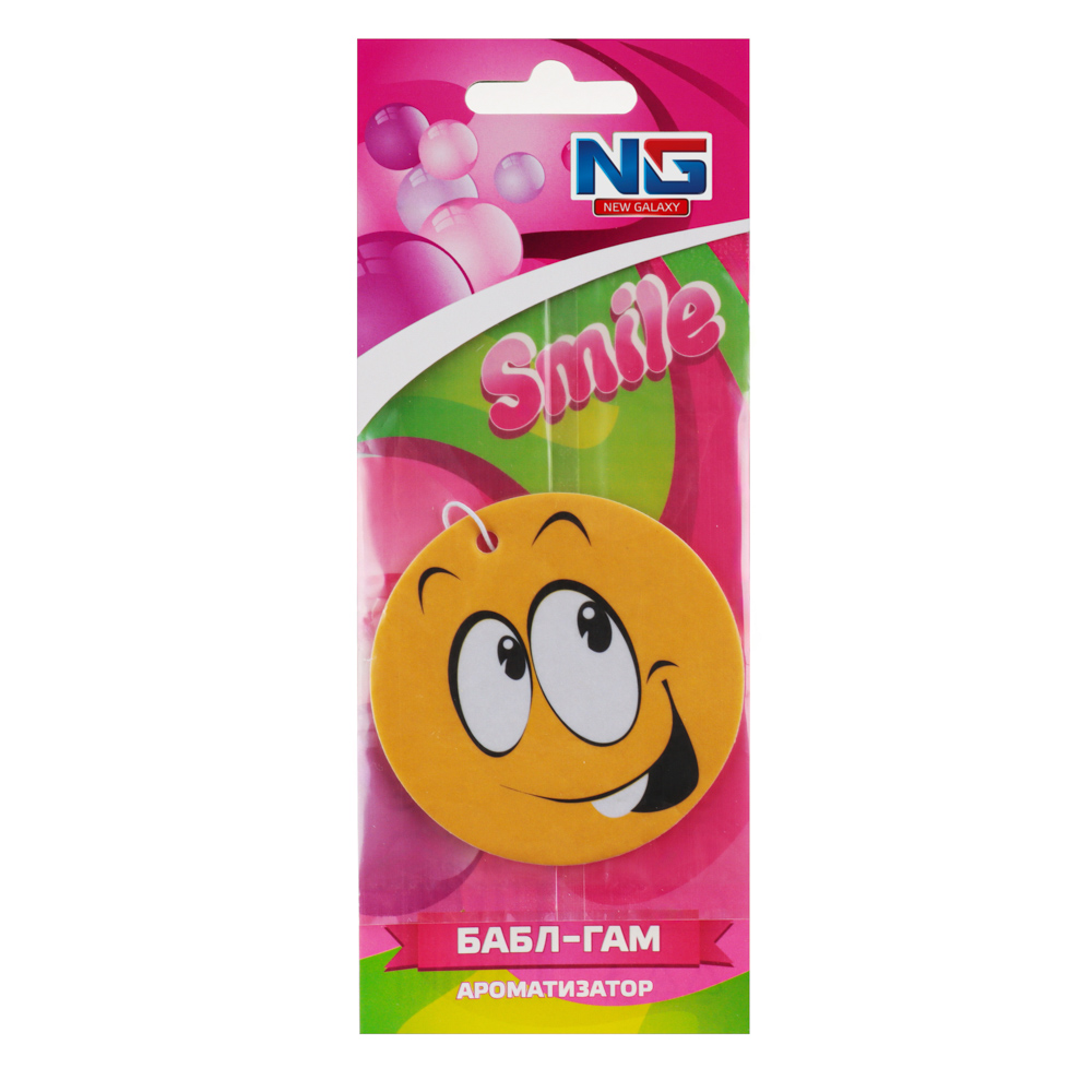 Ароматизатор бумажный NEW GALAXY "Смайл", Бабл Гам (1/12/288)
