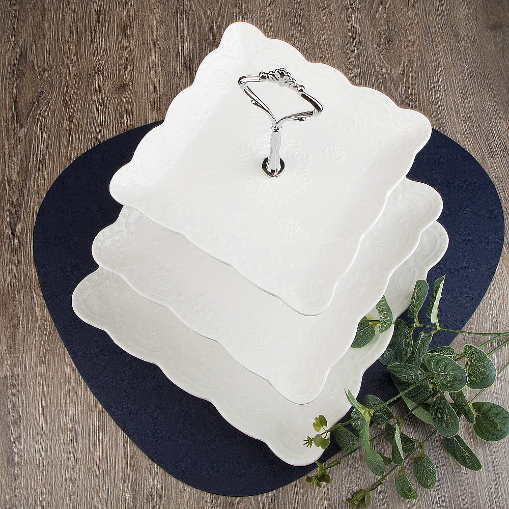 Блюдо 3-х ярусное 25*25/20*20/15*15см, h36см "Маршмеллоу" п/у  (фрф) (1/12)