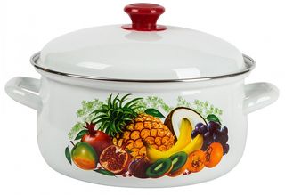 Кастрюля  3,0л сф. с/дек (белая) эмаль(4)