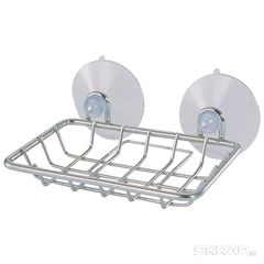 Мыльница подвесная прямоугольная (2присоски)(хром,пласт.)12*9*7см (1/36)