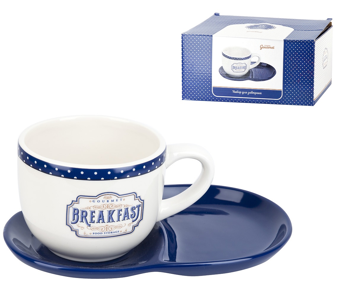 "Gourmet" Набор д/завтрака чашка 500мл и блюдце 23*15*10,5 см п/у кер.(1/24)
