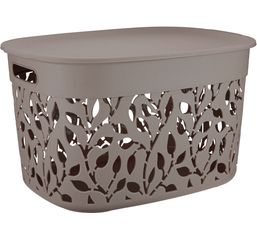 Коробка 25л ФЛОРА с крышкой Французский серый пласт.(1/5)