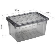 Ящик для хранения с замками КИП 5,7л черный прозрачный (1/5)