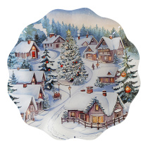 Блюдо круглое 20см, стекло Зимний пейзаж (6/36)
