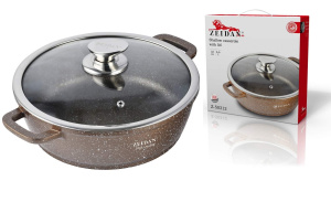 Жаровня 6,6л каменное покр, ст/кр, инд. дно, силикон.накл, п/у (лит.алюм) (1/4)