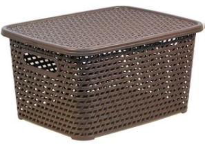 Ящик РОТАНГ 4,0л с/кр 280*185*126мм Коричневый ротанг пласт.(12)