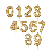 Свеча д/торта - цифра, 5,8 см, цвет золото с узором, парафин, пластик, (0-9) FNtastic (24/288)