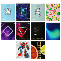 Тетрадь 48л в кл. ПРЕМИУМ, офсет, обл.картон, скрепка, "Микс", эффекты (1/100)