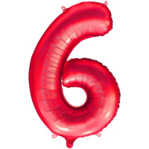 Шар фольгированный 32'/81см "Цифра 6" (красный) (1/20)