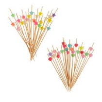 Шпажки д/канапе 24шт, 12см, дерево, пластик, Звездочки, Сердечки, арт 2 FNtastic (12/480)