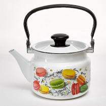 Чайник 2,0л Цветное печенье цилиндр (белая) эмаль(4)