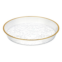Поднос кругл. с золотой каемкой 29x25x6см РЕТ (1/12)