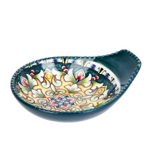 "Arabesque" Оливница с ручкой 12*10*3см (зеленый) фарф.(12/144)