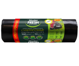 Пакеты д/мусора 160л/10шт (черные) Master FRESH Суперпрочные 28мкм. усил. дно (1/15)