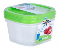 Набор контейнеров 3пр BioFresh (0,5л) квадратный микс пластик(1/24)