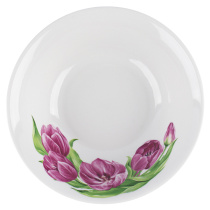Салатник 680 мл Розовые тюльпаны (фарфор) , р.4 (12)