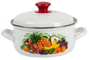 Кастрюля  2,0л сф. с/дек (белая) эмаль(4)