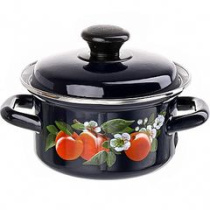 Кастрюля  1,0л с/дек (бостон) эмаль(12)