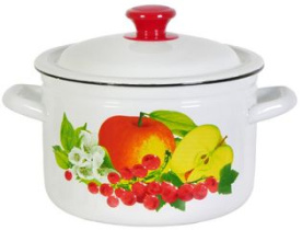 Кастрюля  4,0л цил. с/дек (белая) эмаль(4)