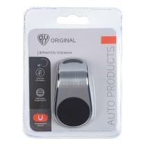 Держатель телефона магнитный на дефлектор, Г-образный, пластик, черный (1/50)