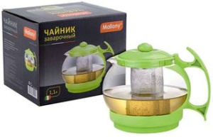 Чайник 1100мл зав.  мет.фильтром (стекло, нжс) (1/24)