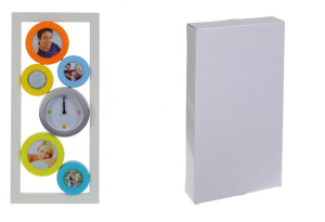 Фоторамка для 5-ти фото с часами, L19 W2,5 H42 см(дерево,полим.мат.,металл) (3/6)