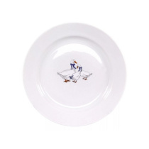 Тарелка 20см мелкая диам. Гладкий край Гуси (новые) (фарфор) , р.4 (30)