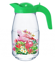 Кувшин 1,5л. 1шт. "Фламинго в тропиках" (стекло) (9)