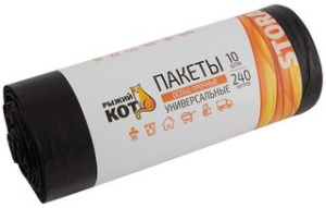 Пакеты универсальные 240л (10шт./рул.) ПВД (черные) особо прочные 36мкм (10/10)