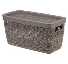 Коробка БЯЗЬ с крышкой 28х14х14cм 4л Французский серый,пласт (1/12)