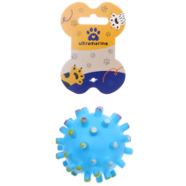 Игрушка - мячик д/собак средних и мелких пород "ЗУБОЧИСТКА" с пищалкой  d-6,5см, цв.голубой (1/12)