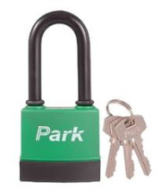 Замок навесной Park Р0255-01 всепогодный, 3 ключа,с длинной дужкой(металл,пластм.,резина) (1/6/48)