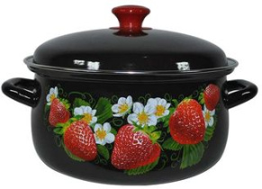 Кастрюля  4,0л сф. с/дек (коричн) эмаль(4)