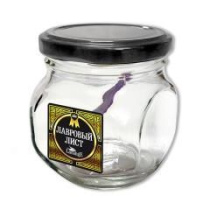 Банка д/хранения 200мл с мет.черн.кр. ЛАВРОВЫЙ ЛИСТ (принт1) стекло (1/8)