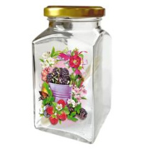 Баночка д/хранения 312мл с метал.кр.ЕЖЕВИКА стекло(1/8)