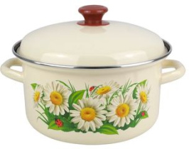 Кастрюля  4,0л цил. об, с/дек (слоновая) эмаль(4)