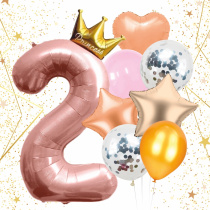 Набор шаров 8 шт "2 - Prince", розовый (цифра + 7 шаров) (10/10)