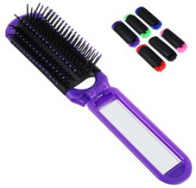 Зеркало дорожное с расческой пластик 4*19,5см (6цв) (1/12/600)