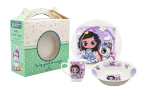 Набор посуды 3 пр. Принцесса с другом И.У. (т 175мм гл кр,сал 360мм круг,круж 210мл Глория)(фрф)(1/4