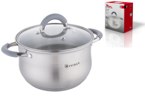 Кастрюля 4,0л,ст/кр,3-х слойн.капсул.дно,ручки с силик.покр,п/у (нжс) (6)