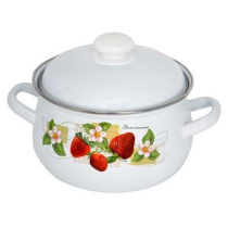 Кастрюля  1,5л сф. с/дек (слоновая) эмаль (6)