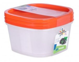 Набор контейнеров 3пр BioFresh (1,55л) квадратный микс пластик(1/12)