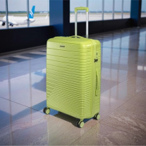 Чемодан зеленый S PP с горизонтальными полосками MOSCOW (38*20*55.7cm)(1)