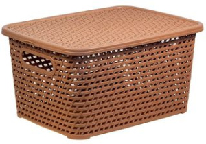 Ящик РОТАНГ 13,0л с/кр 370*280*190мм Бежевый ротанг пласт. (6)