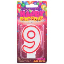 Свеча тортовая цифра 9 (5*7,5*1,2 см.)парафин (12/12)