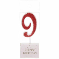 Свеча для торта Цифра Иллюзия "9" 9.5 см, красный (1/50)