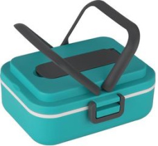 Термоконтейнер 0,75л (18,5*15,5*7,5см)+ложка, бирюзовый (пластик) (12)