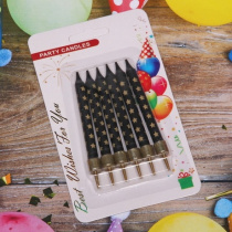 Свечи для торта "Золотая звезда" 8 см (набор 6 шт), черый/золото(24/24)