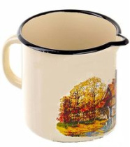 Кружка 1,0л с нос. б/кр, Старая мельница (слоновая) эмаль(18)
