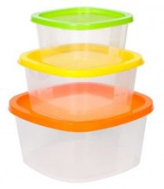 Набор контейнеров 3пр BioFresh (0,5л, 09л, 1,55л) квадратный микс (1/23)